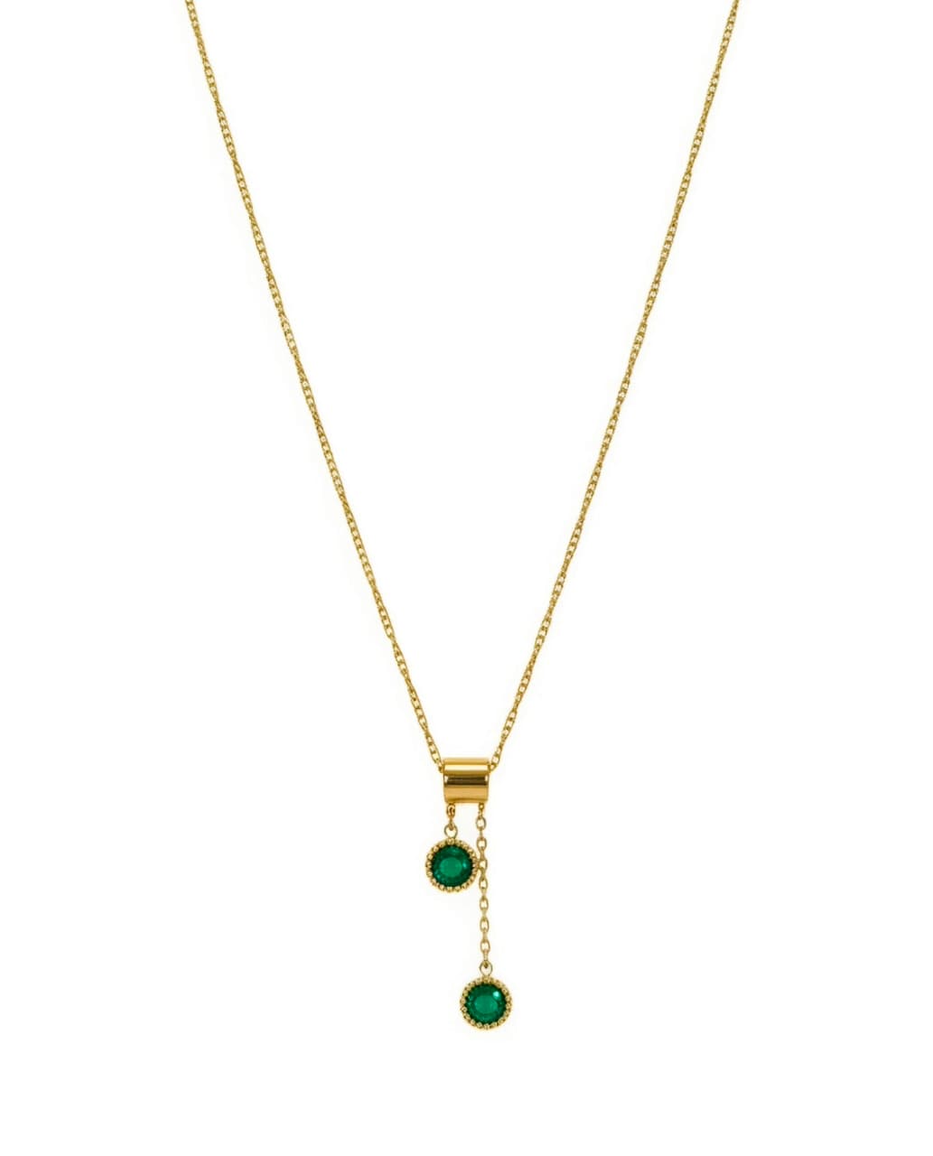 Two-Length Dangling Green Gemstone